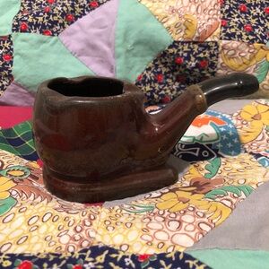 Vintage Brown Ceramic Pipe Shaped ashtray